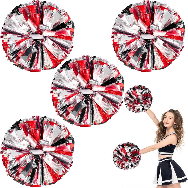 HOLENGS 4Pcs Upgraded 12inch Metallic Cheerleading Pom Poms, Cheerleader Pompoms Cheer Poms for Kids Adults, Cheering Squad Pompoms for School Sports Games Dance Party - Image 1